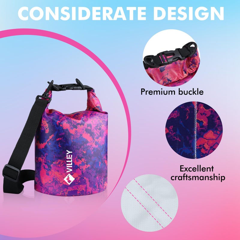 VILLEY Dry Bag Waterproof 5L Roll Top Storage Backpack, Keeps Gear Dry Lightweight Backpack for Kayaking Boating Camping Swimming and Beach Accessories Red Camo - Image 4