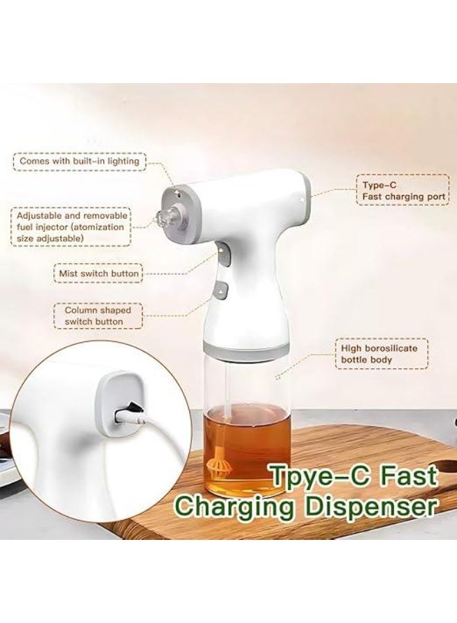 DUNISO Electric Oil Sprayer, Electric Oil Bottle with Vaporific/Stylolitic Spray,Automatic Wireless Electric Spray Kettle,Rechargeable, Fine and Even Spray，for Cooking Hot Air Fryers,Salad,Grilling,Baking ,200ML,White - Image 4