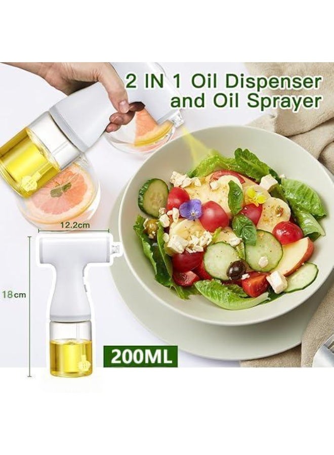DUNISO Electric Oil Sprayer, Electric Oil Bottle with Vaporific/Stylolitic Spray,Automatic Wireless Electric Spray Kettle,Rechargeable, Fine and Even Spray，for Cooking Hot Air Fryers,Salad,Grilling,Baking ,200ML,White - Image 2