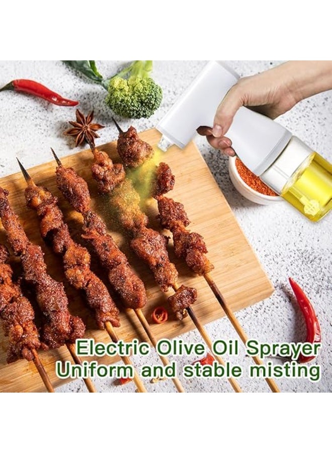 DUNISO Electric Oil Sprayer, Electric Oil Bottle with Vaporific/Stylolitic Spray,Automatic Wireless Electric Spray Kettle,Rechargeable, Fine and Even Spray，for Cooking Hot Air Fryers,Salad,Grilling,Baking ,200ML,White - Image 3
