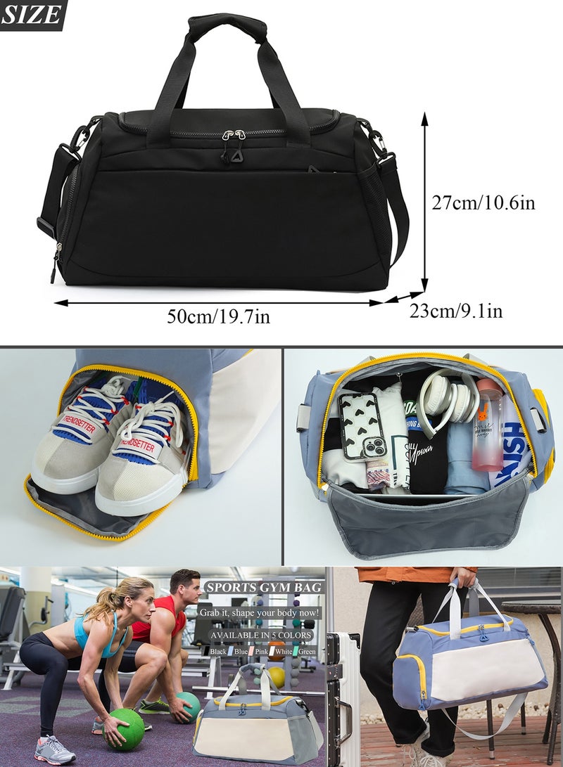 كوكيجو شنطة دفل رياضية لصالة الالعاب الرياضية والسفر مع جيب للاحذية وجيب رطب للرجال والنساء، شنطة سفر كبيرة لعطلة نهاية الاسبوع والليلة، شنطة حمل لليوغا (اسود)، نايلون - Image 2