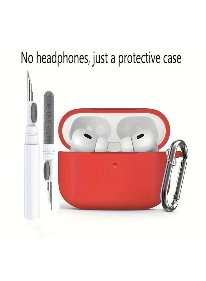 Red Airpods Pro Silicone Case 2pcs Soft Protective Cover For Apple Wireless Earphone - Image 1