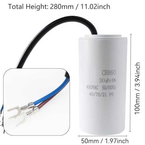 WOWOONE CBB60 30uF uf ± 5% Motor Start Run Capacitor MFD 450VAC 50/60hz 40/70/21 PO Cylindrical - 1Pcs - Image 5