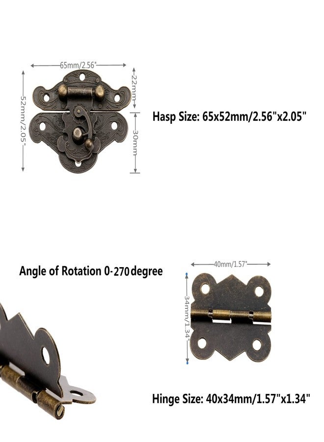 dophee Decorative Box Latch Hasps Clasp and Butterfly Hinges Kit for DIY Jewelry Box Furniture Cabinet Wooden Case, 1Pc Latch Hasps and 2Pcs Vintage Hinges with 14Pcs Screws - Image 3