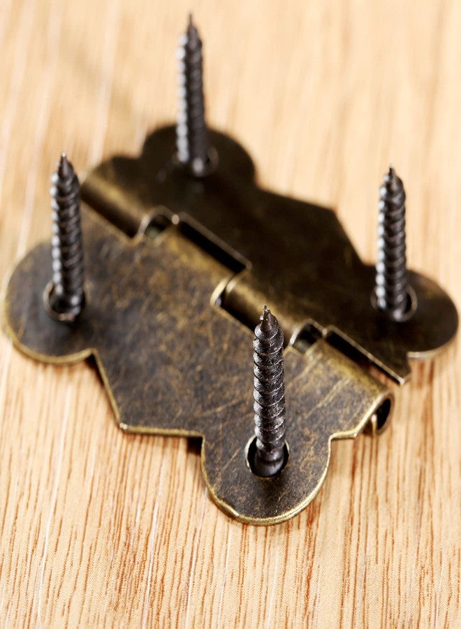 dophee Decorative Box Latch Hasps Clasp and Butterfly Hinges Kit for DIY Jewelry Box Furniture Cabinet Wooden Case, 1Pc Latch Hasps and 2Pcs Vintage Hinges with 14Pcs Screws - Image 4