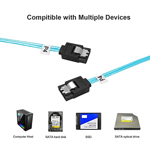 ADCAUDX SATA-III Cable:0.5M,5 Pack Thin SATA 6Gbps Cables, Straight Flexible 6Gbps Data with Locking Latch for SSD, HDD, CD, DVD Drives,Blue (1.6FT) - Image 5