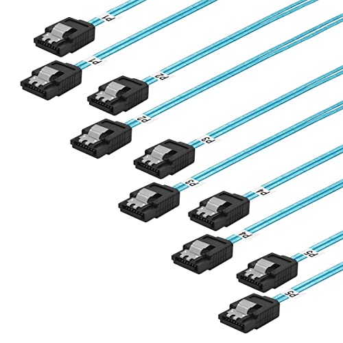 ADCAUDX SATA-III Cable:0.5M,5 Pack Thin SATA 6Gbps Cables, Straight Flexible 6Gbps Data with Locking Latch for SSD, HDD, CD, DVD Drives,Blue (1.6FT) - Image 1