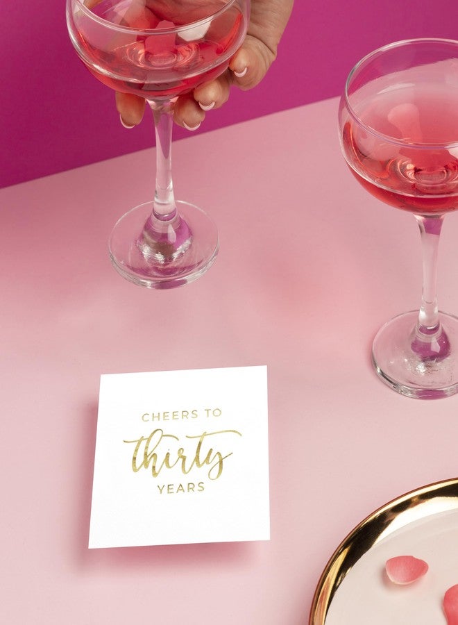 Andaz Press 5 Inch Cheers to Thirty Years, 30th Birthday Cocktail Napkins, Gold Foil, 50-Pack 3-Ply Disposable Funny Beverage Napkins for 30th Anniversary - Image 5