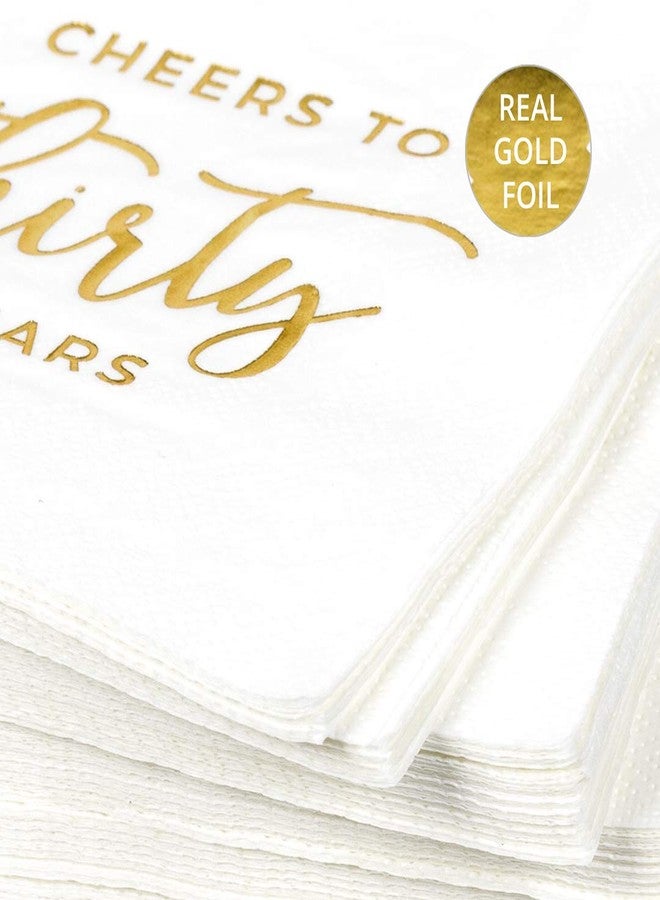 Andaz Press 5 Inch Cheers to Thirty Years, 30th Birthday Cocktail Napkins, Gold Foil, 50-Pack 3-Ply Disposable Funny Beverage Napkins for 30th Anniversary - Image 4
