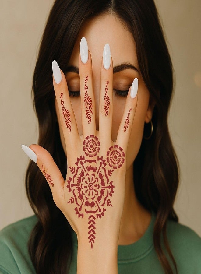 Komstec Full Body Mehndi Design Stencil Combo for Special Memories for Girls and Women Palm, and Finger Design Sticker Pack of 2 - Image 4