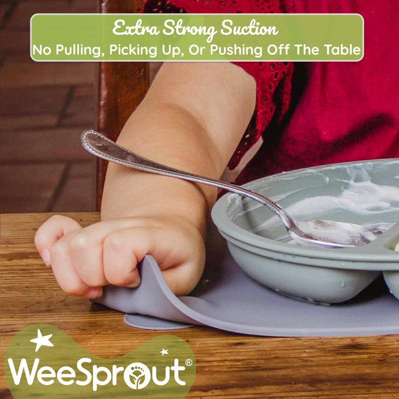 WeeSprout Silicone Suction Placemats for Babies, Toddlers & Kids, Durable Food Grade Silicone with Non-Slip Suction, Raised Edges Contain Mess, Dishwasher Safe, for Dining Table & Restaurants, 2 Pack - Image 5