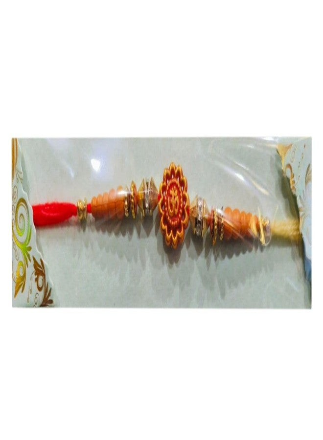 M/S VINNY COSMETICS Omm Design Red Tread Rakhi Bracelet For Rakshabandhan For Men & Women Each rakhi + roli chawal set_Pack of 1 - Image 1