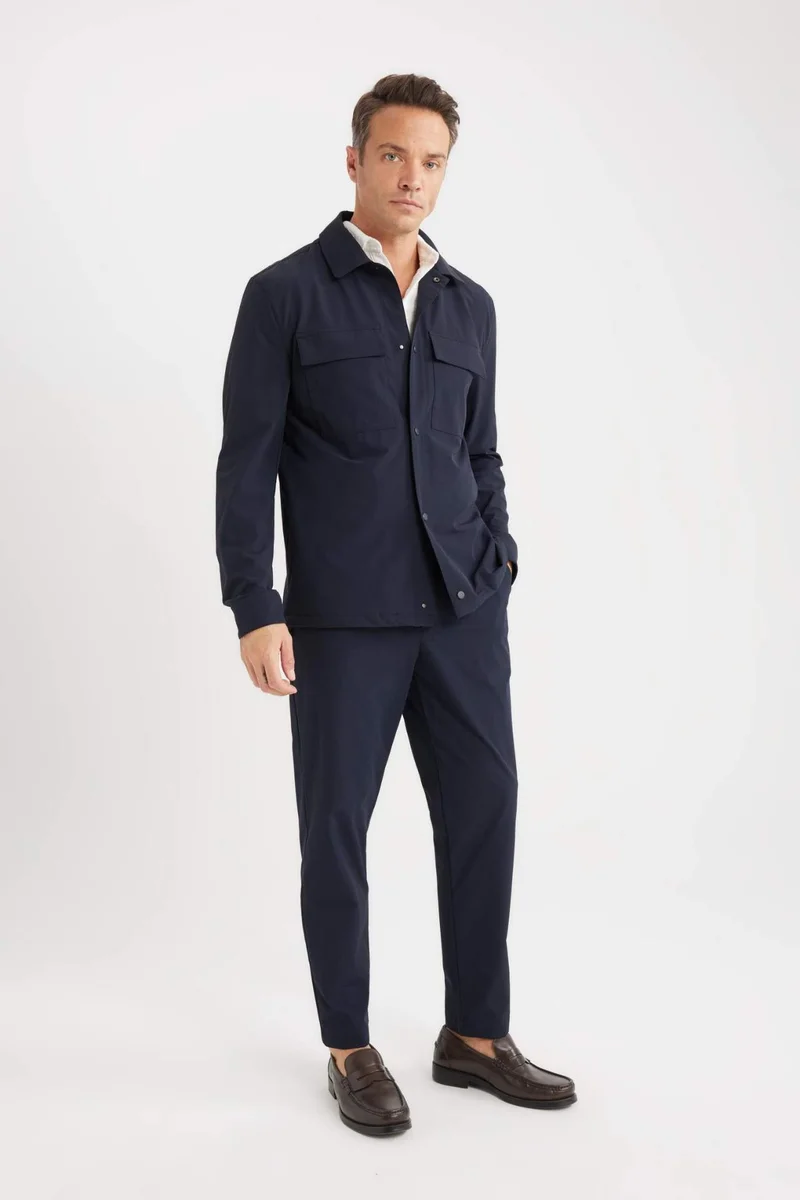 ديفاكتو Regular Fit Polo Collar Shirt Jacket