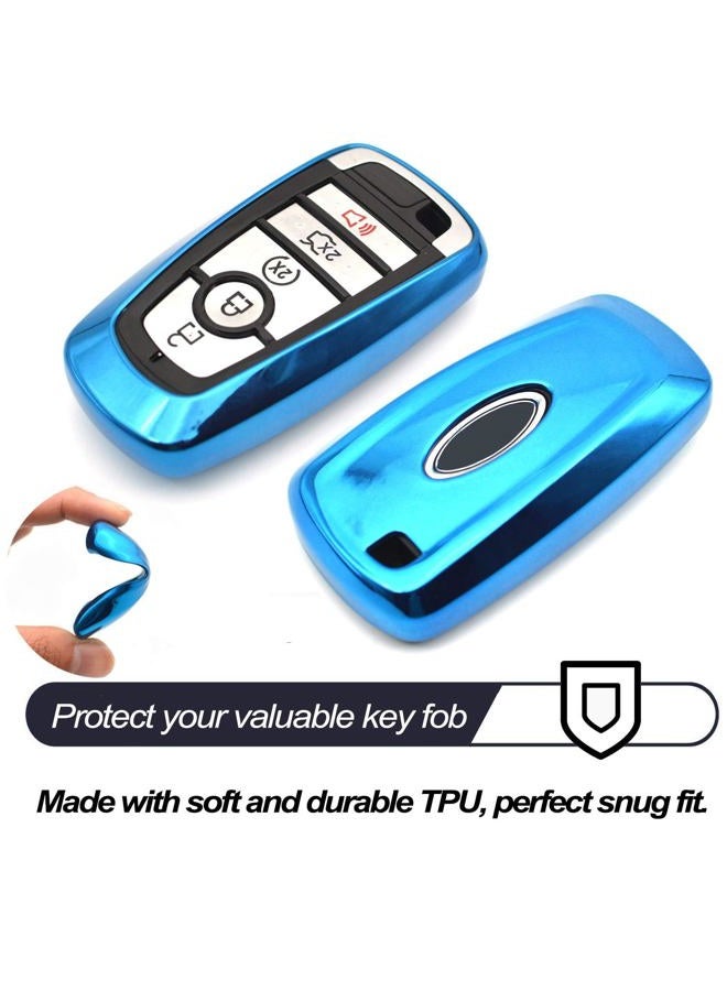 MECHCOS Compatible with Ford Edge Escape Expedition Explorer Fusion Mustang Ranger F-150 F-250 Smart 3 4 5 Buttons Blue TPU Key Fob Cover Case Remote Holder Skin Protector Keyless Entry Sleeve Accessories - Image 3