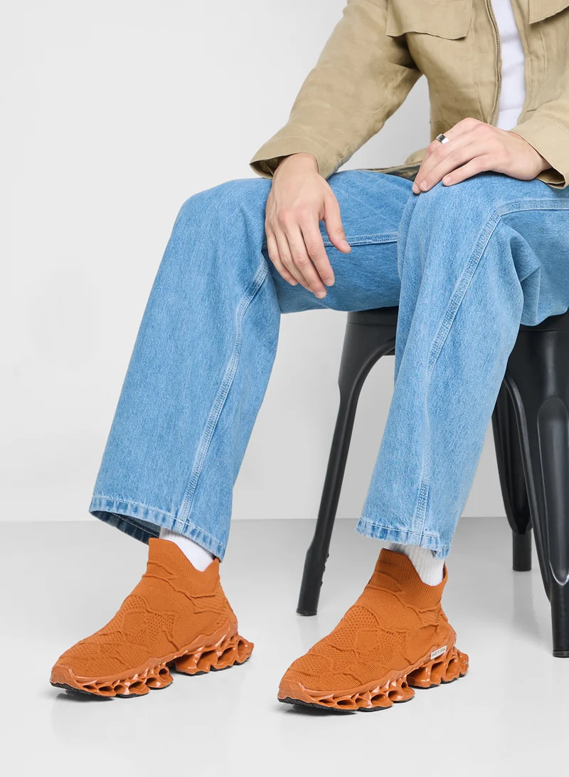 Seventy Five Elevated Flex Outsole Knitted Pull On Sneakers