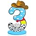 Vercraft Toy Theme 3th Birthday Decorations Party Number Centerpiece Cartoon Party Number Sign Blue Sky and White Cloud Cow Birthday Sign for Boy and Girl Photo Booth Decor - Image 2