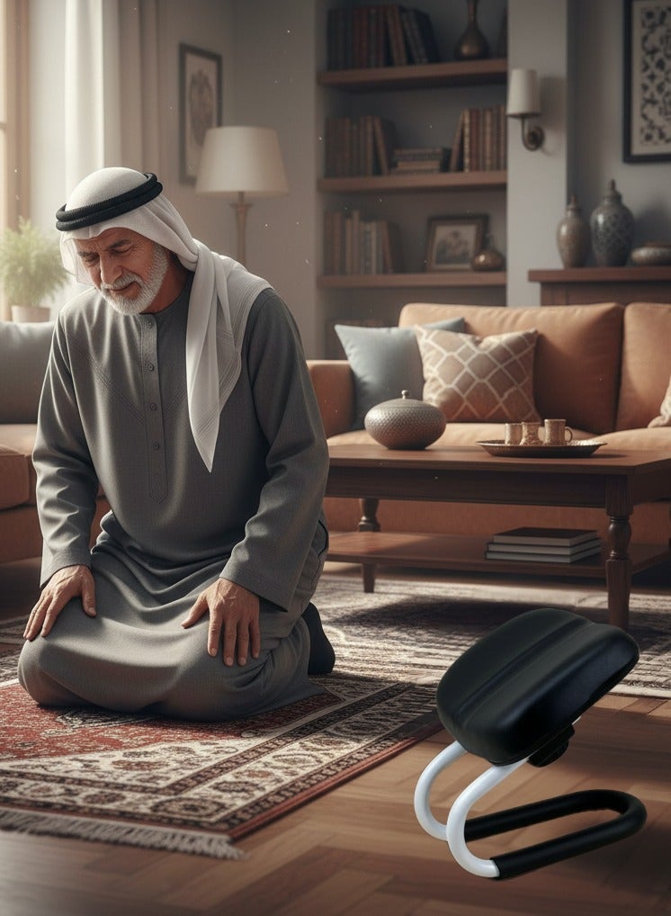 WALALLA Prostration Chair is a Prayer Chair for Muslims - Comfort and Support During Prayer, Padded Leather Seat Handcrafted, Ergonomic Design for Comfortable Prayer Position, Meditation Stool Mindfulness Prayer Kneeling Stool Chair with Anti-slip Cover, 25x28x22.5cm - Image 1