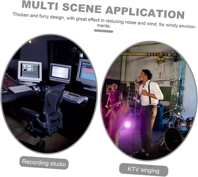 Artibetter Microphone Windscreen Plush Cover Furry Windshield Black - Image 5