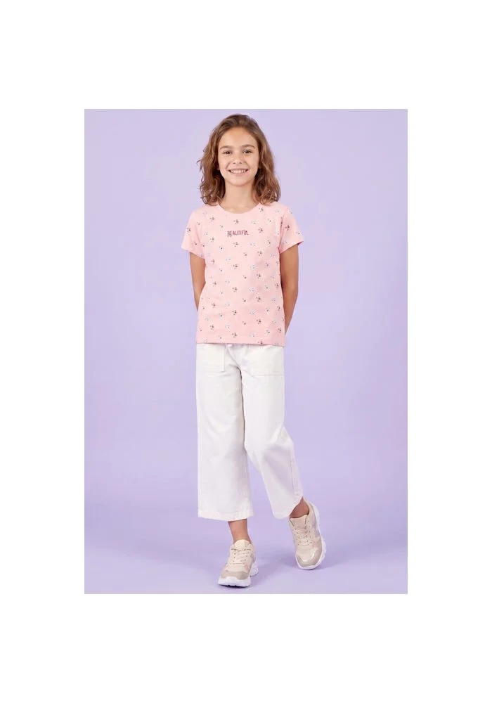 R&b Printed T-Shirt with Crew Neck and Short Sleeves