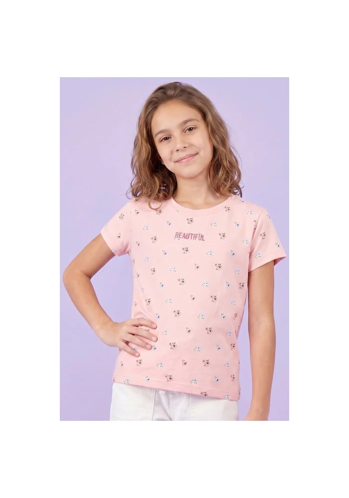 R&b Printed T-Shirt with Crew Neck and Short Sleeves