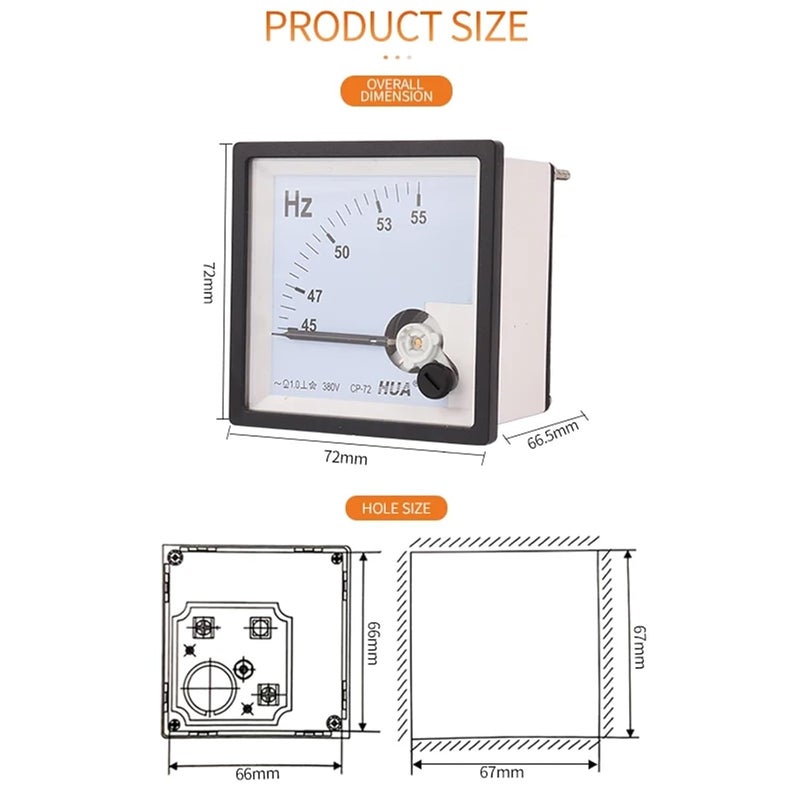Ac Analog Frequency Meter Hz Herzt Meter 45 55 65Hz 72X72MM 380V Direct Sales - Image 4