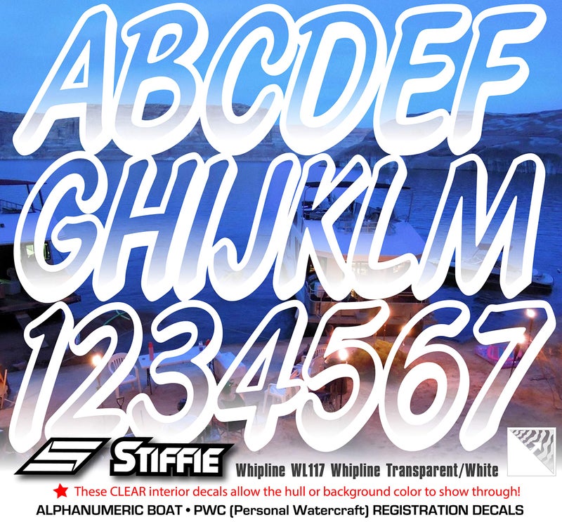 Stiffie WHIPLINE 3" Alpha-Numeric Registration Identification Numbers Stickers Decals for Boats & Personal Watercraft (Transparent/White) - Image 5
