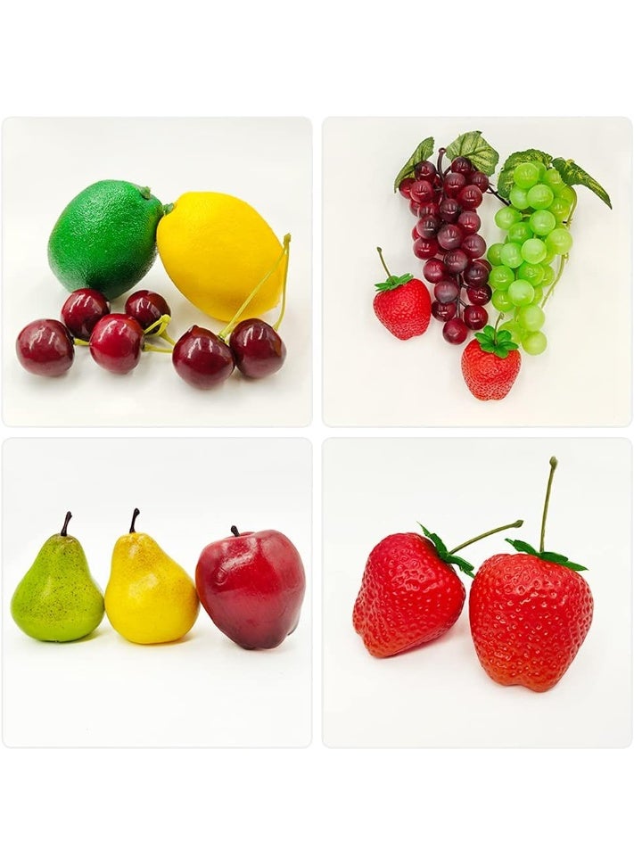 LATIFA HOME Fake Fruit set Simulation Fruit Props for Photography, Display, Lifelike Realistic Artificial Fake Fruits Home Decor Craft Fruit Set Fake Lemon Fake Grape Strawberry - Image 3