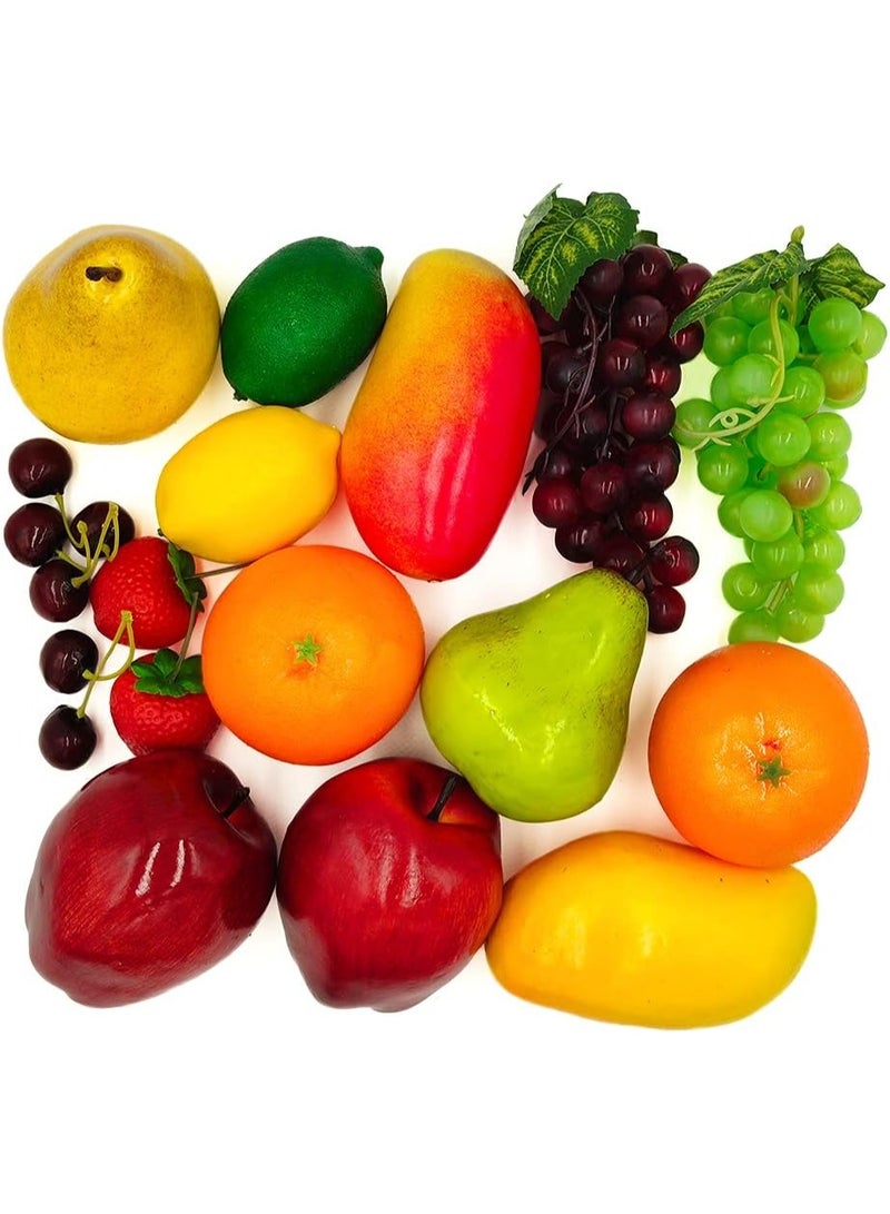 LATIFA HOME Fake Fruit set Simulation Fruit Props for Photography, Display, Lifelike Realistic Artificial Fake Fruits Home Decor Craft Fruit Set Fake Lemon Fake Grape Strawberry - Image 1