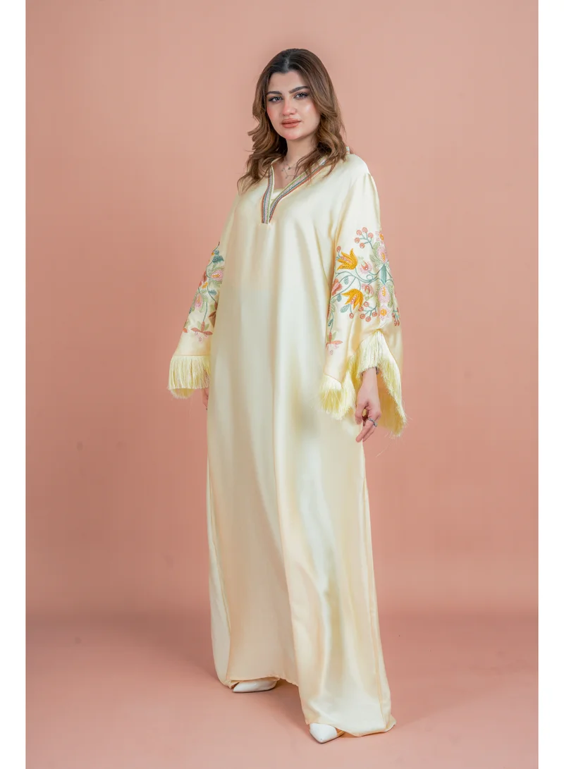 IKKXA  Shimmer Detail Sleeves Embroidered Jalabiya for Women | Best Price UAE