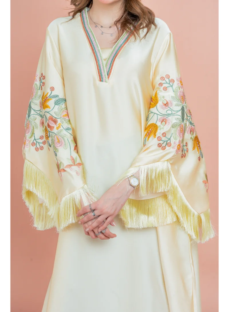 IKKXA  Shimmer Detail Sleeves Embroidered Jalabiya for Women | Best Price UAE