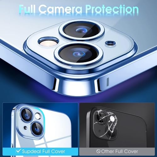 VONZEE Electroplated Clear Transparent Cover for iPhone 15 Case 6.1 inch Luxury TPU Cover Full Body & Camera Protection for Each Lens Bumper Cases for Men & Women (Light Blue) - Image 3