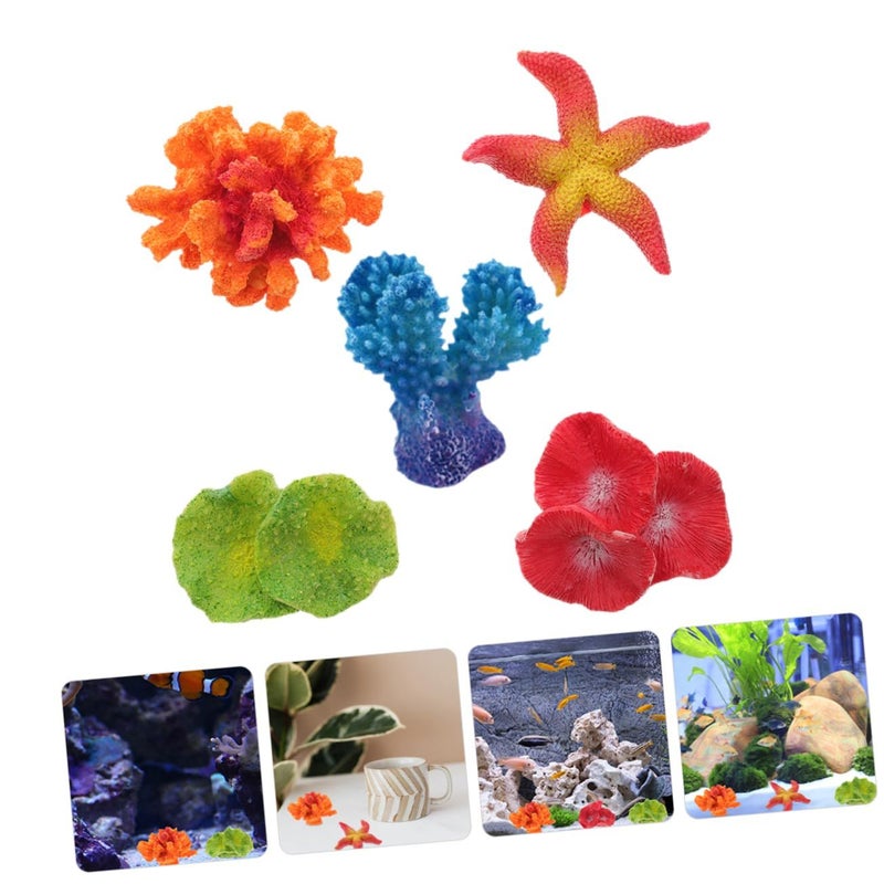 5Pcs Vibrant Artificial Coral Plants Realistic Fish Tank Aquarium Decoration - Image 4