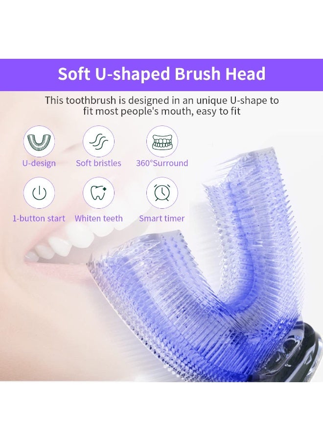 BlueFire Ultrasonic U-Shaped Electric Toothbrush for Adults | 2-in-1 Teeth Cleaning & Whitening Accelerator | 30,000 VPM Sonic Vibration Tooth Cleaner with Blue Light Whitening | 360° Food-Grade Silicone Brush | 3 Cleaning Modes (Care, Deep Clean, Massage) | USB Rechargeable | Full Body Waterproof Automatic Toothbrush for Deep Oral Hygiene, Fresh Breath & Healthy Gums | Compact Travel-Friendly Electric Toothbrush for Daily Teeth Care - Image 5