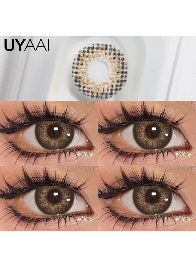 يواي عدسات لاصقة ملونة بنية - عدسات تجميلية للجنسين - عدسات موضة طبيعية محتوى الرطوبة 42% - Image 1