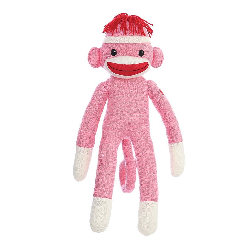 Plushland 20 Adorable Sock Monkey Soft Plush Knitted Stuffed Animal Toy Gift for Kids Babies Teens Girls and Boys Baby Doll Present Gift Mothers Day Birthday Graduation Puppet Pink - Image 3