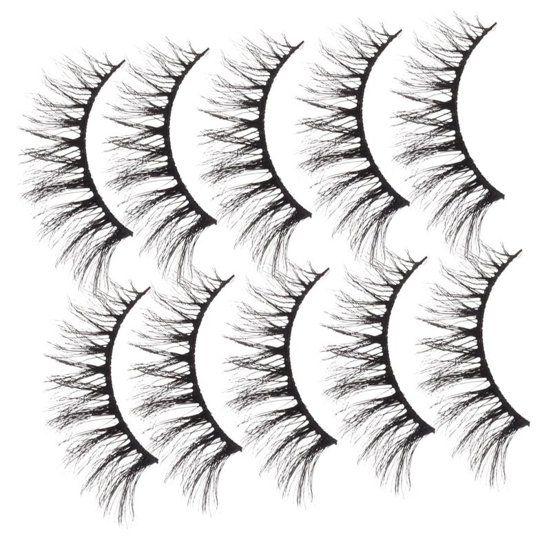 3D Cat Eye Fake Eyelashes 10 Pairs Wispy Natural Look Soft Lightweight - Image 1