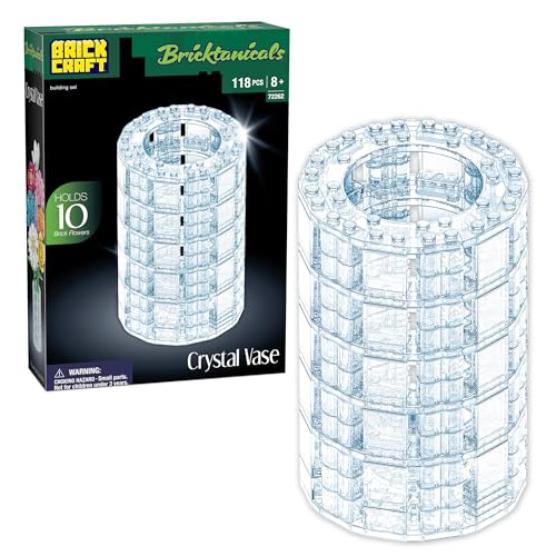 Brickcraft Bricktanicals Crystal Vase Building Set 118pcs Transparent Brick Flower Holder Fits 10 Stems Compatible Botanical Building Blocks Display Case Home Office Dcor Gift for Adults Kids - Image 1