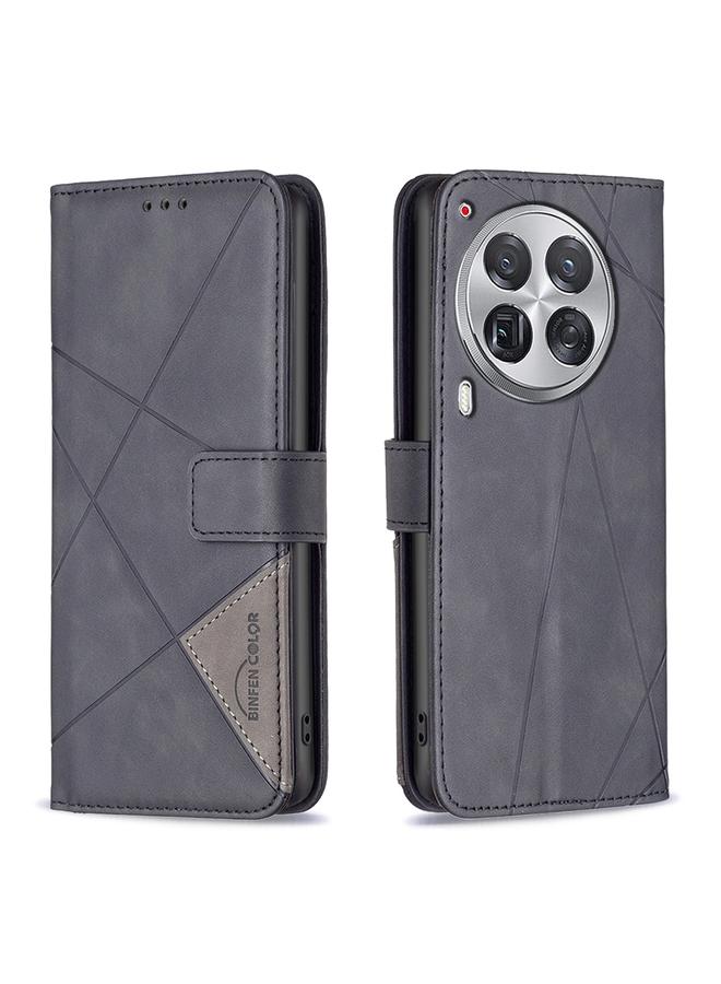 For Tecno Camon 30 Premier 5G Magnetic Buckle Rhombus Texture Leather Phone Case(Black)