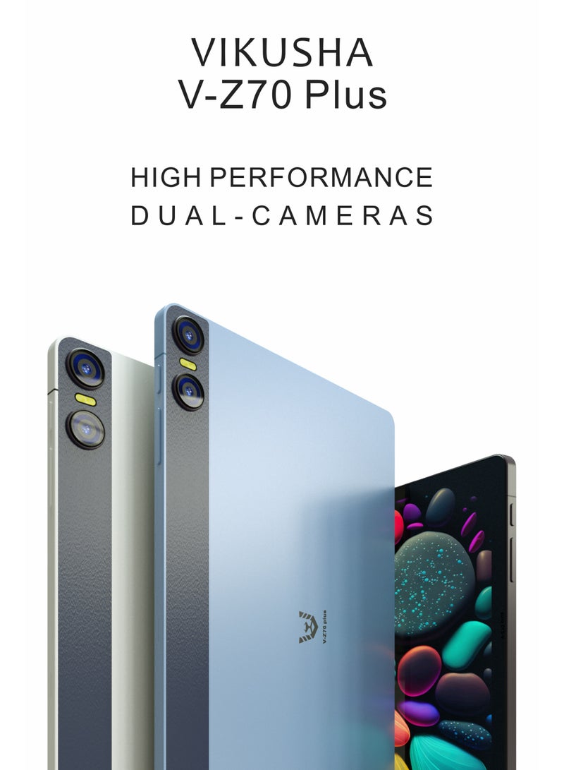 فيكوشا جهاز لوحي VIKUSHA V-Z70plus، ذاكرة وصول عشوائي (RAM) سعة 16 جيجابايت + ذاكرة تخزين داخلية سعة 256 جيجابايت، يدعم تقنية واي فاي و4G LTE، يعمل بنظام أندرويد 13، بشاشة 10.95 بوصة، لون بني، مع لوحة مفاتيح - Image 1