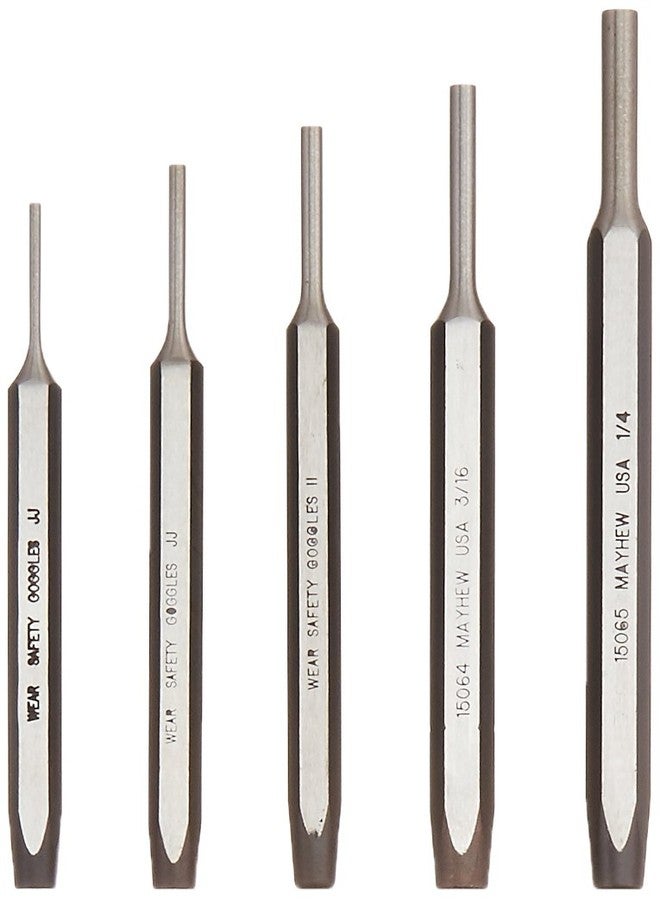 Mayhew Pro 15006 150-Line Pin Punch Set with Leather Pouch, 5-Piece - Image 1