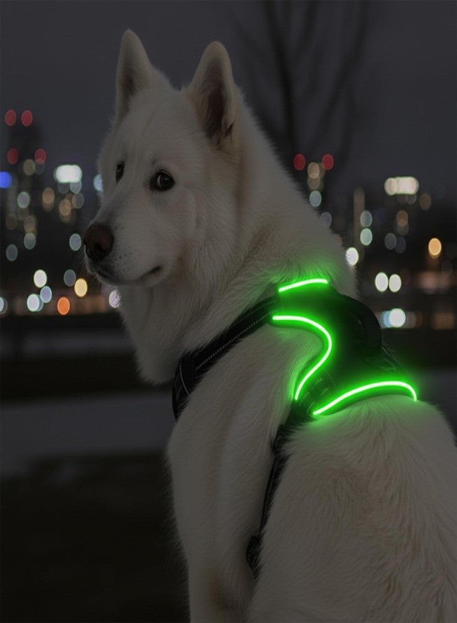 GHYKL Light Up Dog Harness, Multicolor Illuminated LED Dog Harness with 7 Lighting Modes, No Pull Rechargeable Safety Vest with Handle for Medium Large Dogs, Waterproof & Adjustable, Large - Image 1