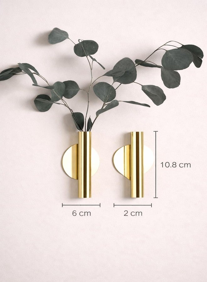 AGAAS ENTERPRISES Golden Cylindrical Metal Wall Mounted Flower Vase - Modern Wall Decor Vase for Living Room, Bedroom, Balcony & Indoor Plants (Pack of 1) - Image 5