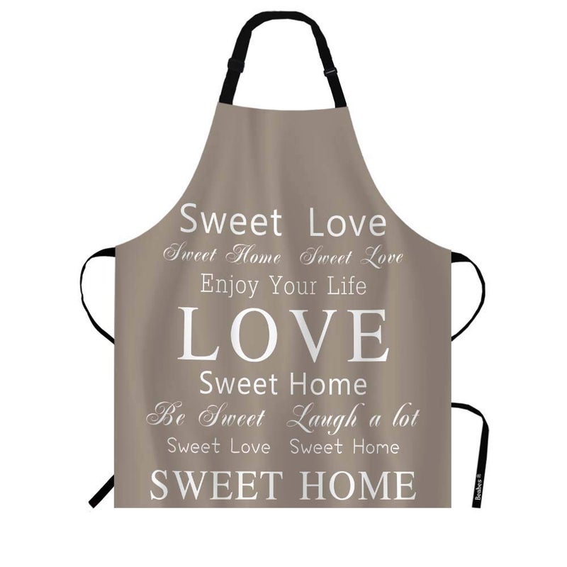 Beabes مريلة Beabes Sweet Love Home مريلة قابلة للتعديل بحزام رقبة ملهم اقتباس من البوليستر مريلة عمل صياغة الشواء ورسم الشيف النادلة 27 بوصة × 31 بوصة - Image 1