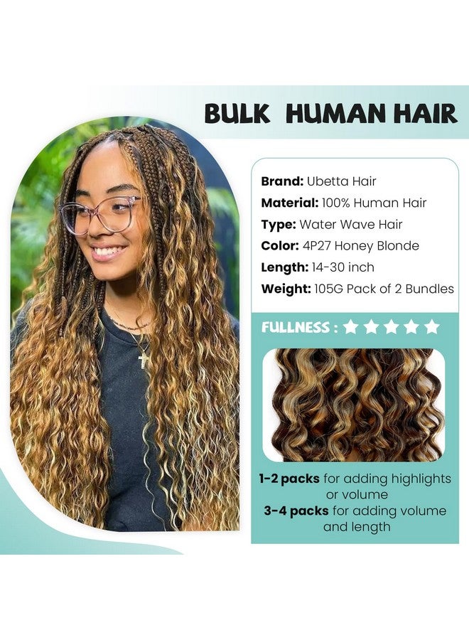 أوبيتا شعر مضفر بشري لضفائر بوهو، موجة عميقة من شعر الإنسان، خصلات شعر بشري 4/27، حزم شعر بشري رطب ومموج للتضفير بدون خصلة، حزمتان، 14 بوصة، 100 جرام، 12A، وصلات شعر بشري عذراء - Image 3