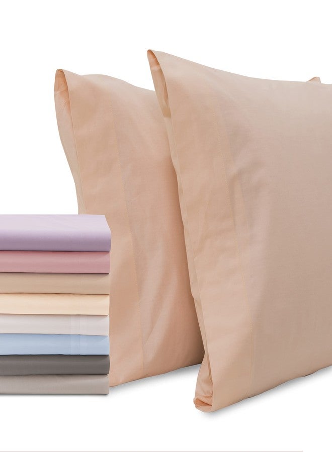 ماسترتكس أغطية وسائد سوبريتي لينين، مقاس قياسي - تصميم مفتوح - عبوة من قطعتين - قطن فاخر ناعم ومريح 100% - بيج - Image 1