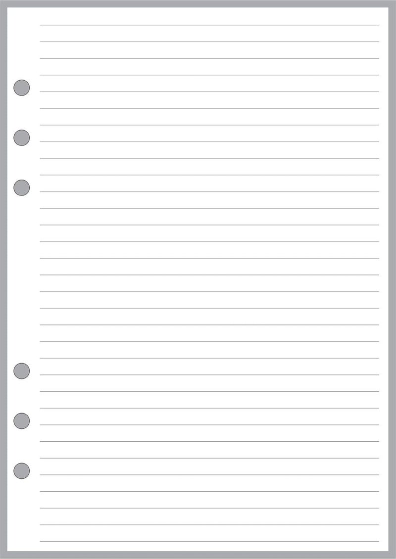 Handy Forms A5 Size Simple Note Paper, 1/4" Spacing, Sized and Punched for 6-Ring A5 Notebooks by Filofax, LV (GM), Kikki K, TMI, and Others. Sheet Size 5.83" x 8.27" (148mm x 210mm) - Image 1