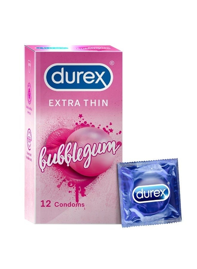 Durex Extra Thin Intense Bubblegum Flavoured Condoms For Men - 12s - Image 1