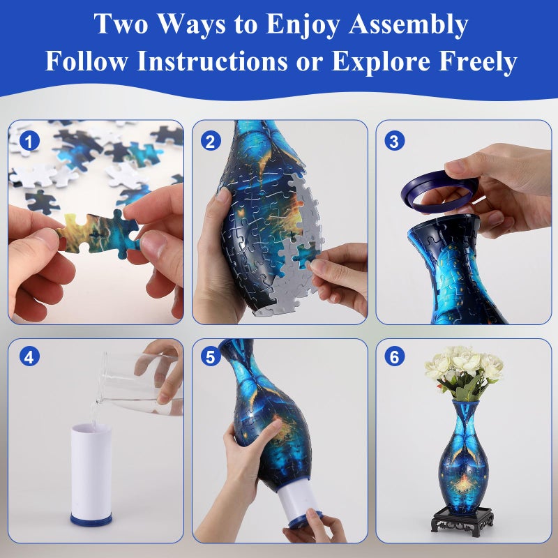 wowsome 3D Puzzle Vase for Adults, Jigsaw Puzzle Vase for Flower, Art Puzzles Gift for Women House Flowers Arrangements and Home Decoration (Roses and Butterflies) - Image 5