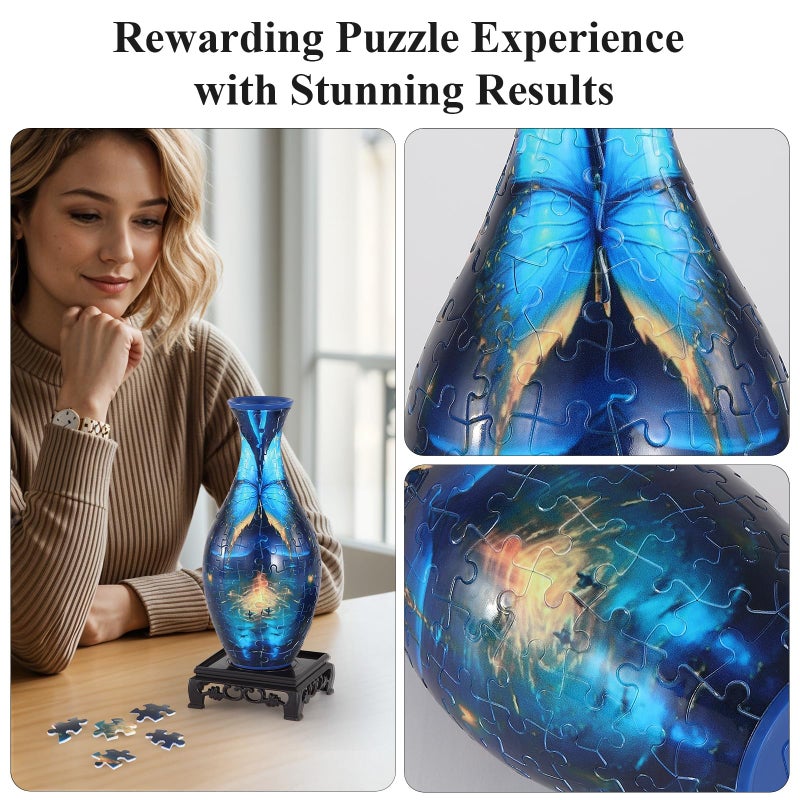 wowsome 3D Puzzle Vase for Adults, Jigsaw Puzzle Vase for Flower, Art Puzzles Gift for Women House Flowers Arrangements and Home Decoration (Roses and Butterflies) - Image 4