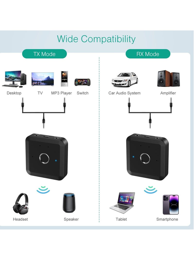 Generic - Bluetooth 5.2 Transmitter Receiver for TV with AUX 3.5 Lower Latency with Qualcomm CSR Chip Hi-Fi Sound Wide Compatibility Supports all APT encoding systems APTX Adaptive Audio Adapter for TV - Image 1
